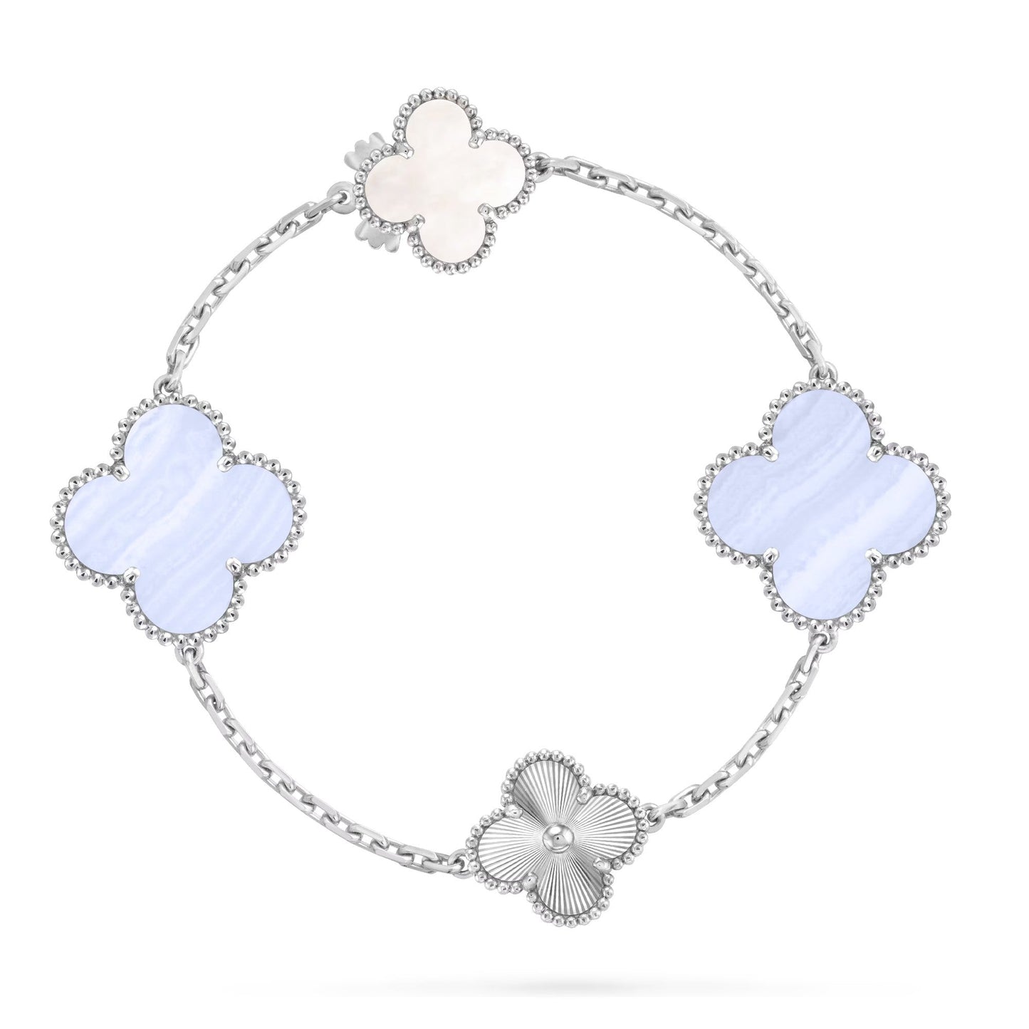 [Eterna Jewels]ABNEHMBARE KLEE 15(11+4) BLUMEN SILBERKETTE SET