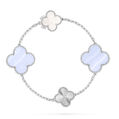 [Eterna Jewels]ABNEHMBARE KLEE 15(11+4) BLUMEN SILBERKETTE SET