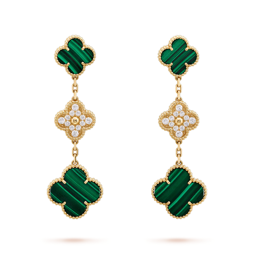 [Eterna Jewels]KLEEB OHHRINGE GOLD MALACHIT DIAMANT 3 MOTIV