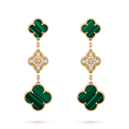 [Eterna Jewels]KLEEB OHHRINGE GOLD MALACHIT DIAMANT 3 MOTIV