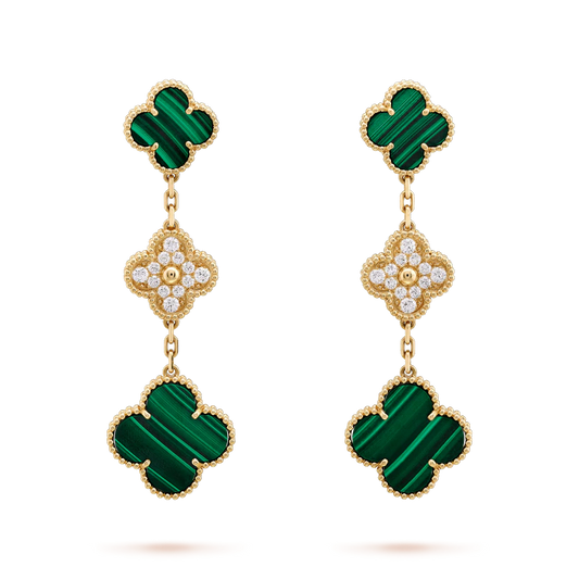 [Eterna Jewels]KLEEB OHHRINGE GOLD MALACHIT DIAMANT 3 MOTIV