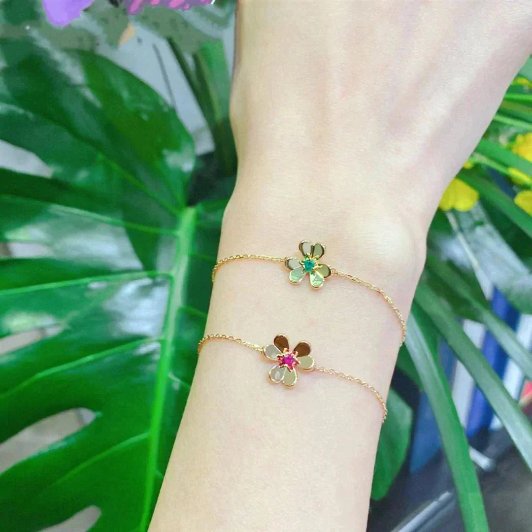 [Eterna Jewels]ARMBAND FRIVOLE GOLD BLUME ROSA MALACHIT