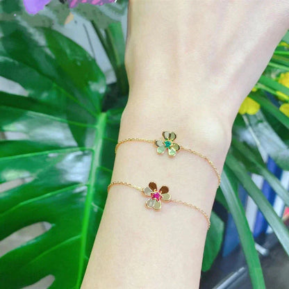 [Eterna Jewels]ARMBAND FRIVOLE GOLD BLUME ROSA MALACHIT