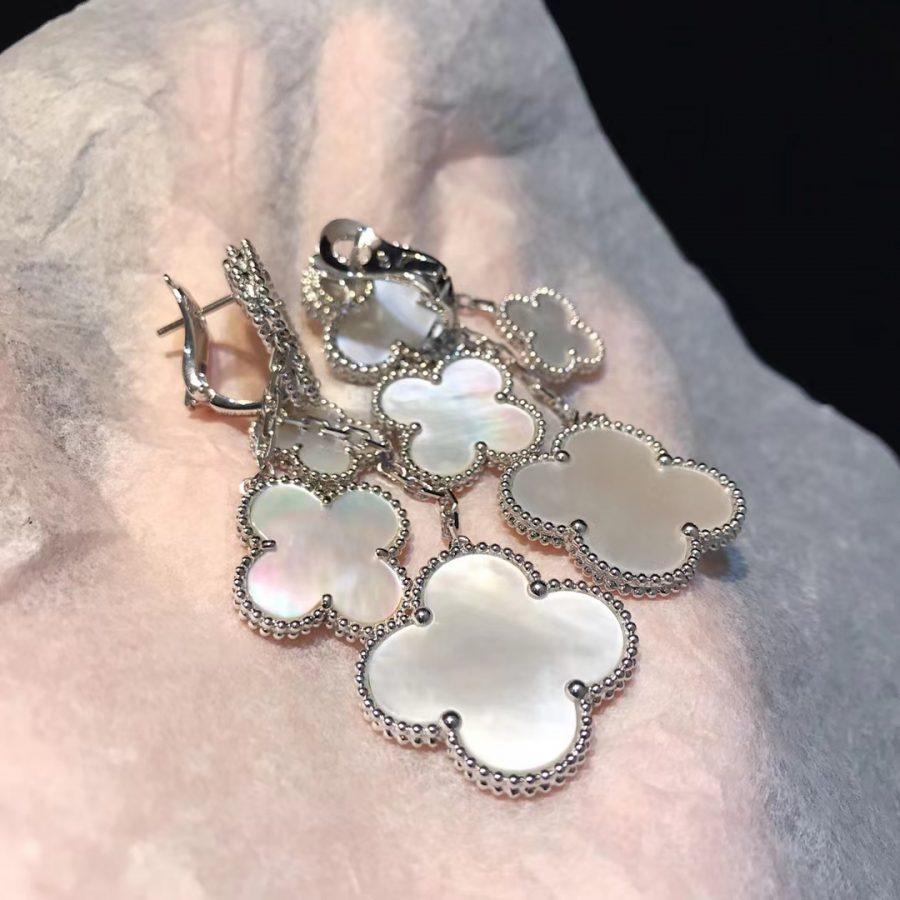 [Eterna Jewels]KLEEBÜRCHEN OHRRINGE WEISSE MOP 4 MOTIVE SILBER