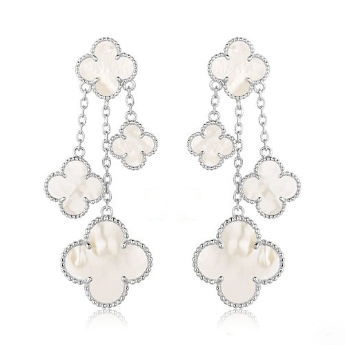 [Eterna Jewels]KLEEBÜRCHEN OHRRINGE WEISSE MOP 4 MOTIVE SILBER