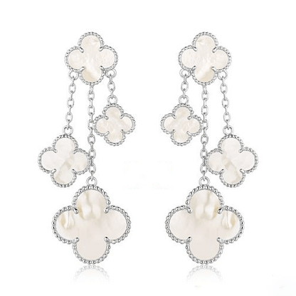 [Eterna Jewels]KLEEBÜRCHEN OHRRINGE WEISSE MOP 4 MOTIVE SILBER