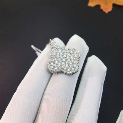 [Eterna Jewels]KLEE 25MM SILBER VOLL DIAMANT GROSSE KLEE HALSKETTE