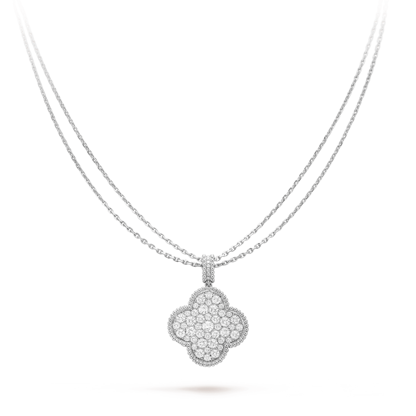 [Eterna Jewels]KLEE 25MM SILBER VOLL DIAMANT GROSSE KLEE HALSKETTE
