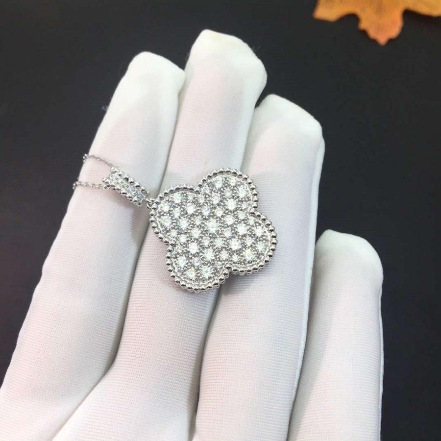 [Eterna Jewels]KLEE 25MM SILBER VOLL DIAMANT GROSSE KLEE HALSKETTE