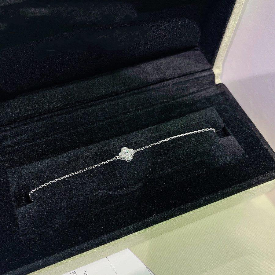 [エテルナジュエルズ]クローバー 一粒花ブレスレット シルバー