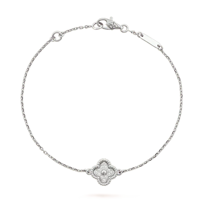 [エテルナジュエルズ]クローバー 一粒花ブレスレット シルバー
