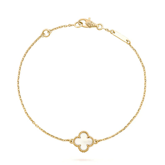[Eterna Jewels]KLEEBRETT WEISSES PERLMUTT-EINZELBLÜTENARMBAND