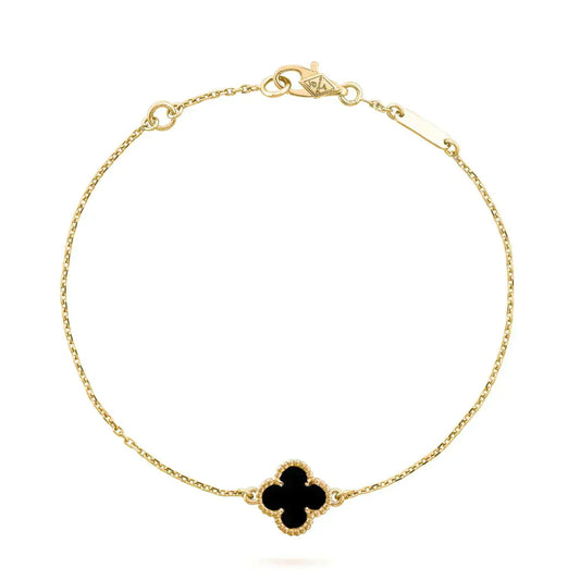[Eterna Jewels]KLEEBKATT AM ONYX ARMBAND MIT EINER BLUME