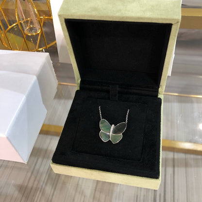 [Eterna Jewels]GROSSER SCHMETTERLING-ANHÄNGER SILBERNE DIAMANTENHALSKETTE