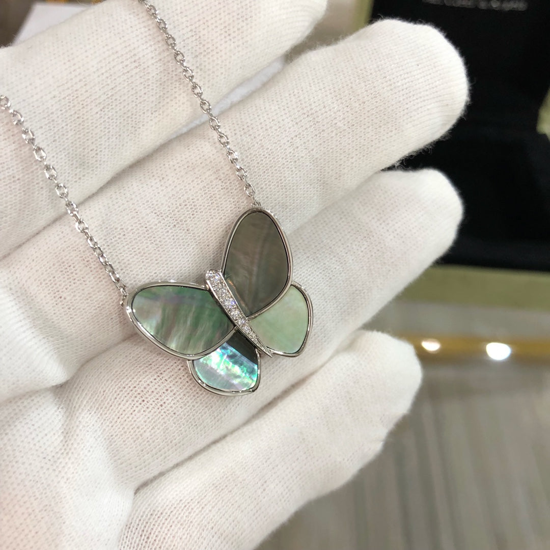 [Eterna Jewels]GROSSER SCHMETTERLING-ANHÄNGER SILBERNE DIAMANTENHALSKETTE