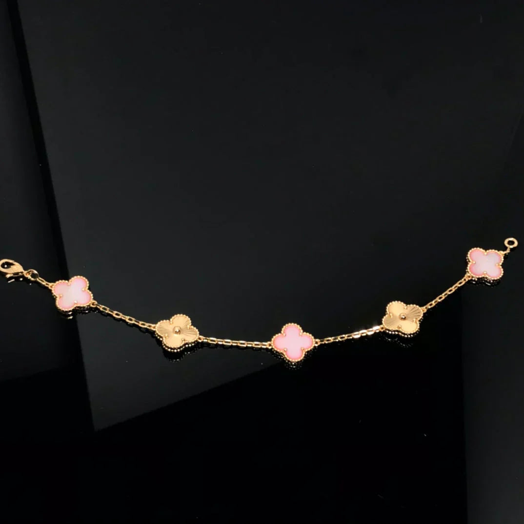 [Eterna Jewels] KLEEBATT 5 MOTIVE ROSA PERLMUTT-ARMBAND KOLLEKTION