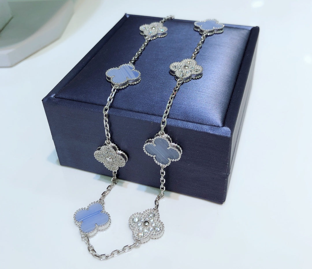 [Eterna Jewels]KLEE 10 MOTIVE CHALZEDON DIAMANTEN SILBER HALSKE_TTE