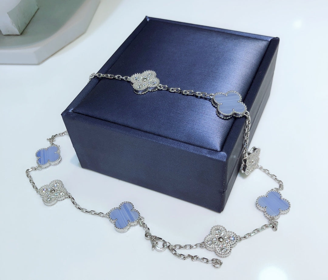 [Eterna Jewels]KLEE 10 MOTIVE CHALZEDON DIAMANTEN SILBER HALSKE_TTE