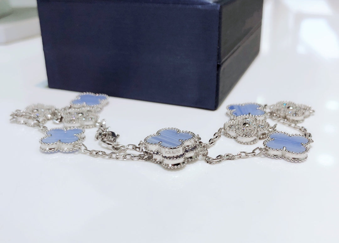 [Eterna Jewels]KLEE 10 MOTIVE CHALZEDON DIAMANTEN SILBER HALSKE_TTE