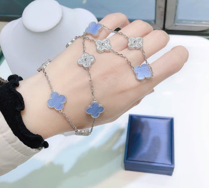 [Eterna Jewels]KLEE 10 MOTIVE CHALZEDON DIAMANTEN SILBER HALSKE_TTE
