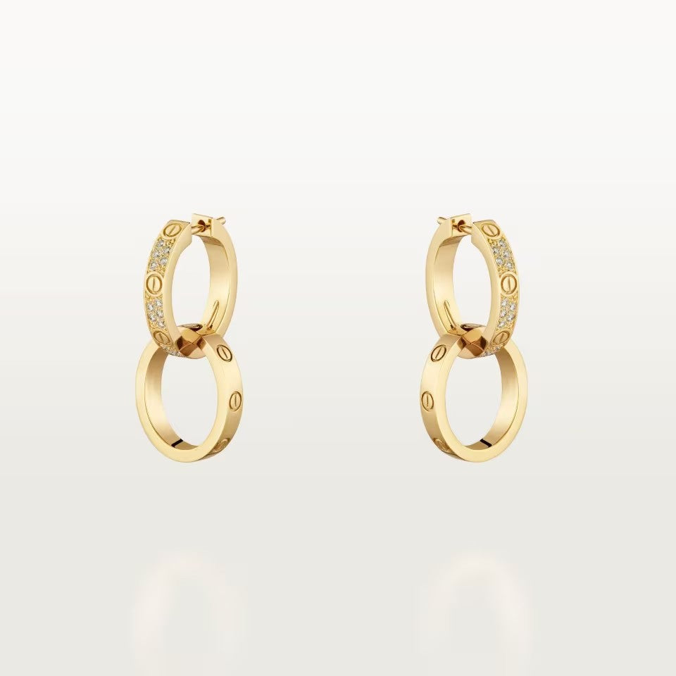 [Eterna Jewels]LOVE 3.3MM DANGLE HALF DIAMOND EARRINGS