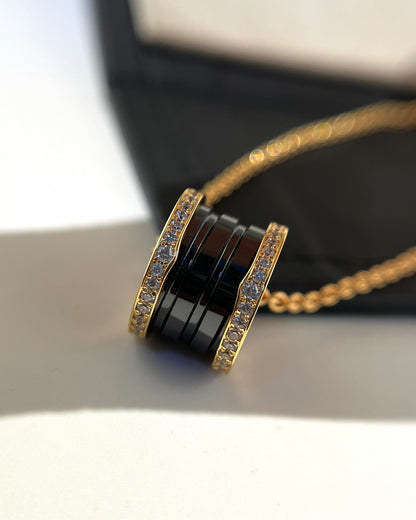 [Eterna Jewels]ZERO 1 HALSKETTE AUS SCHWARZER KERAMIK UND DIAMANTEN IN ROSÉGOLD