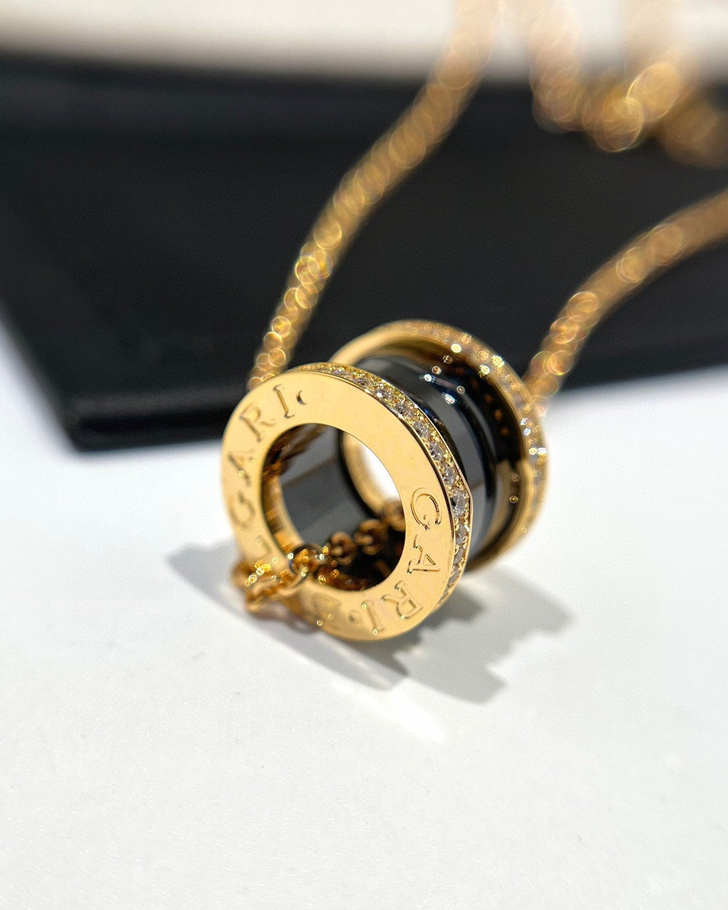 [Eterna Jewels]ZERO 1 HALSKETTE AUS SCHWARZER KERAMIK UND DIAMANTEN IN ROSÉGOLD