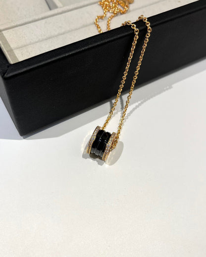 [Eterna Jewels]ZERO 1 HALSKETTE AUS SCHWARZER KERAMIK UND DIAMANTEN IN ROSÉGOLD