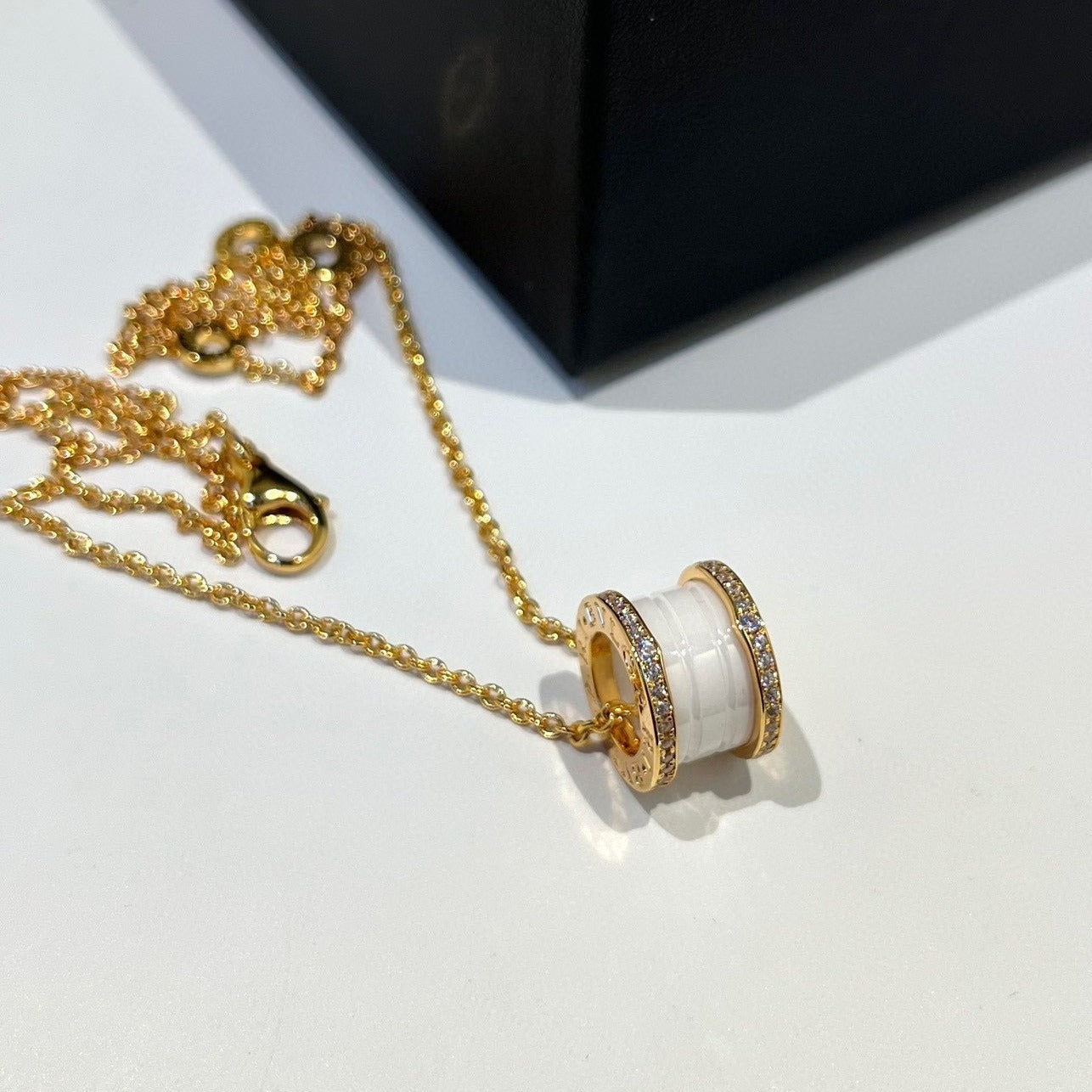 [Eterna Jewels]ZERO 1 WEISSKERAMIK DIAMANT ROTGOLD-HALSKETTE