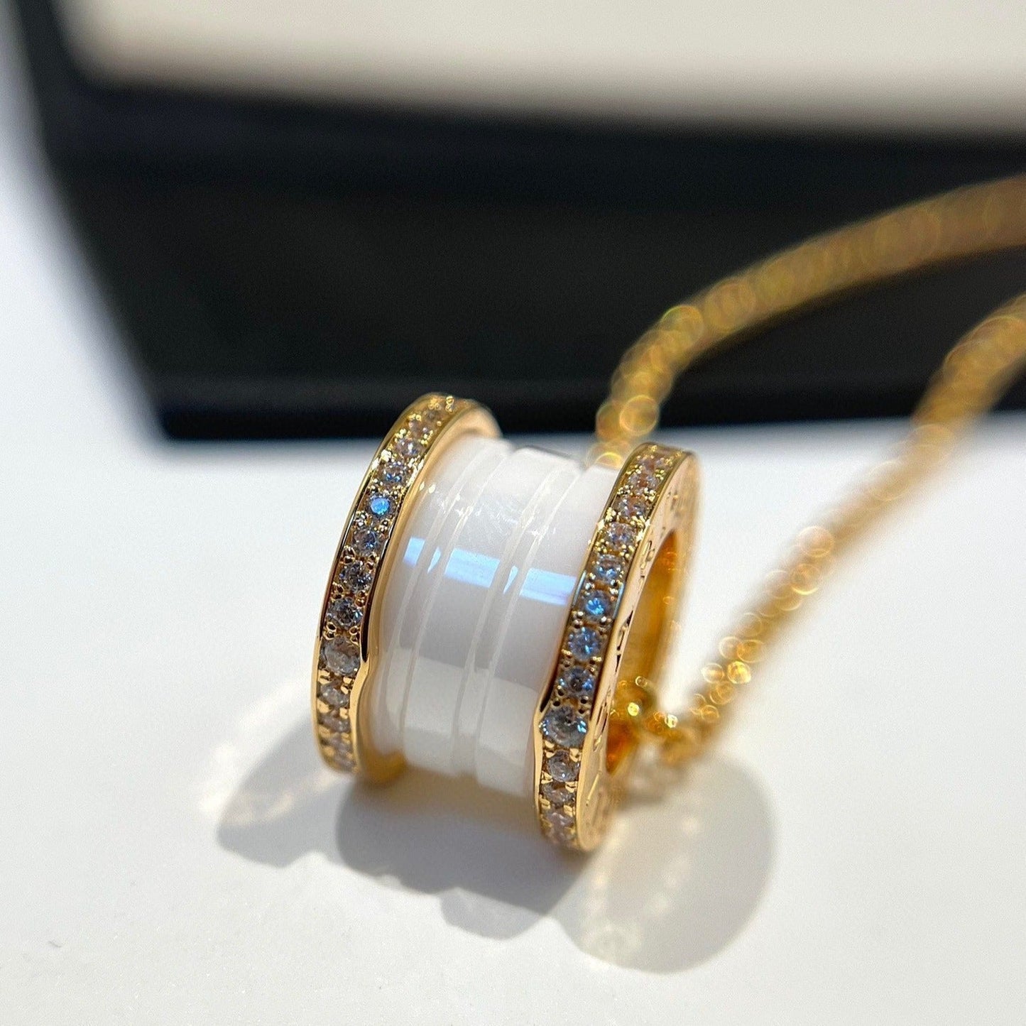 [Eterna Jewels]ZERO 1 WEISSKERAMIK DIAMANT ROTGOLD-HALSKETTE