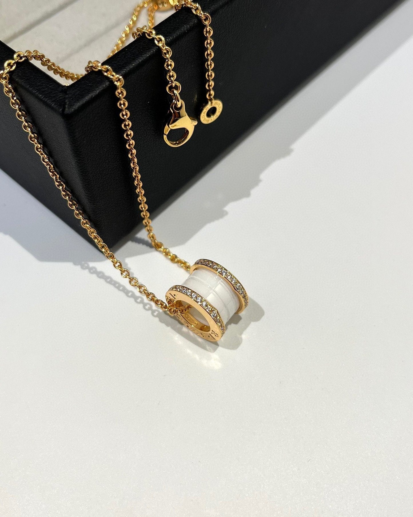 [Eterna Jewels]ZERO 1 WEISSKERAMIK DIAMANT ROTGOLD-HALSKETTE
